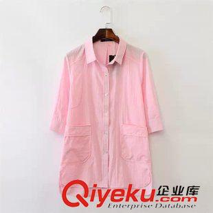 3號(hào)新款 JIUC5403    2015新款歐美風(fēng)時(shí)尚大口袋翻領(lǐng)中袖休閑女式T恤原始圖片2