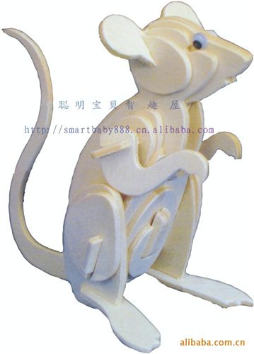四聯(lián)木制拼圖／年貨專區(qū) M001老鼠\四聯(lián)木制拼圖批發(fā)\仿真立體模型\增加孩子的知識面原始圖片2