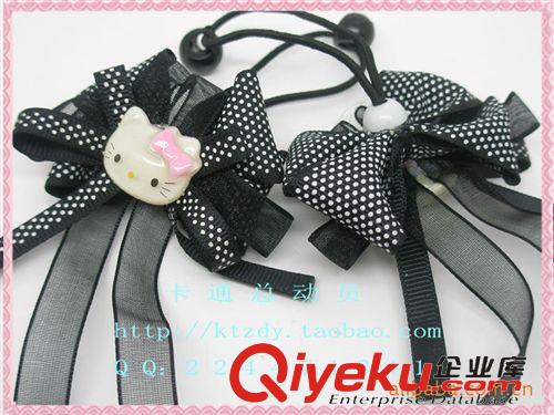兒童發(fā)飾 兒童發(fā)飾\小公主頭繩\黑色HELLOKITTY頭繩\絲帶蝴蝶結(jié)可愛發(fā)圈原始圖片2