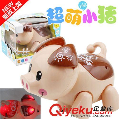 電動(dòng)系列 兒童玩具 電動(dòng)萬(wàn)向QQ豬 音樂(lè)3D燈光卡通豬玩具原始圖片3