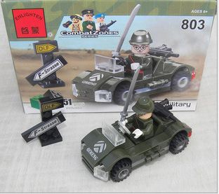 2014年12月新產(chǎn)品發(fā)布 zp啟蒙803小軍車 電質(zhì)動小白龍式拼裝積木 益智玩具 軍事模型