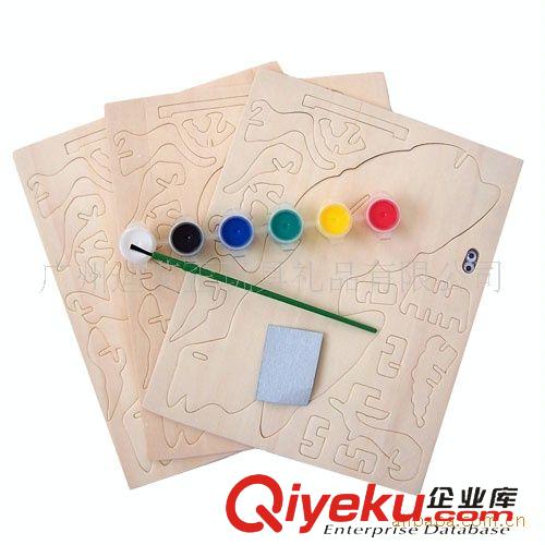 4小片/套=5元 創(chuàng)意禮品批發(fā)木制玩具DIY玩具3D仿真木制拼圖拼板-恐龍系列雷龍