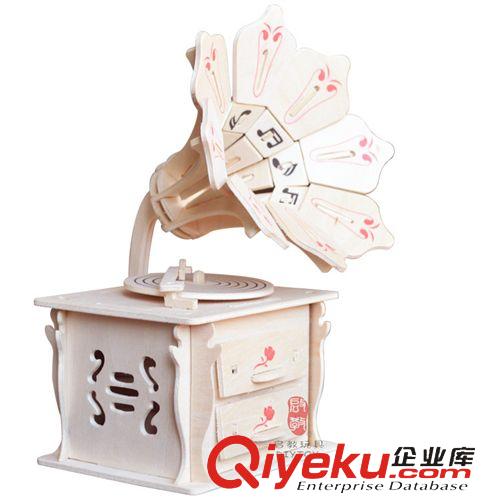 DIY玩具-生活用品 創(chuàng)意木制3d立體拼圖 兒童益智玩具diy拼裝擺地攤貨源留聲飾品盒