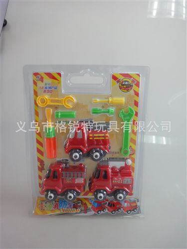 掛板裝 玩具 駿隆8629慣性消防車(chē)套裝 消防登高車(chē) 消防水箱車(chē) 消防噴水車(chē)原始圖片3