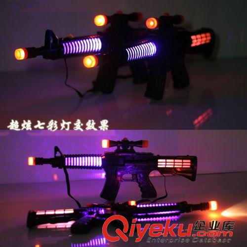 電動玩具 小額批發玩具兒童電動玩具槍帶彩燈帶背帶閃光語音槍長約52厘米原始圖片2