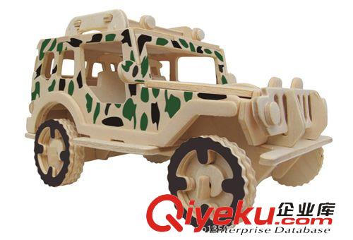 汽車系列 3D木質(zhì)立體拼圖 DIY 積木模型 2大片 迷彩大吉普車原始圖片2