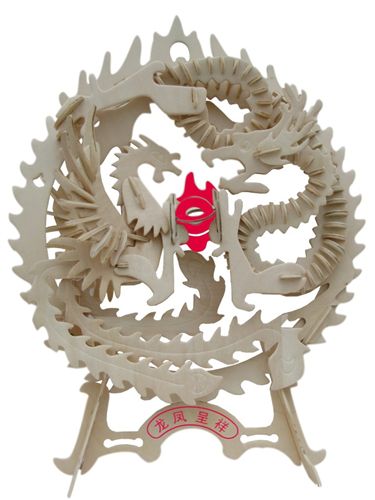 其它動物系列 清強(qiáng)拓文 立體拼圖 木制玩具 木制拼圖批發(fā) 龍鳳呈祥原始圖片2