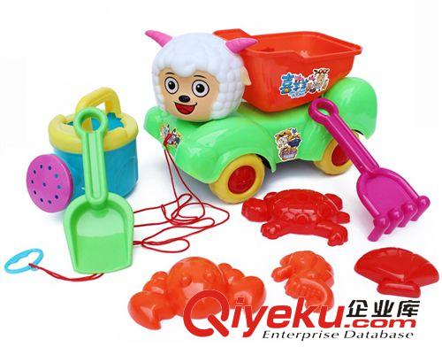 沙灘玩具 喜羊羊沙灘車8件套塑料組合套裝 兒童夏天戲水玩具批發廠家直銷