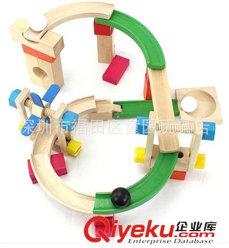 拆裝系列 木制智力益智早教 過(guò)山車積木軌道 滾珠軌道積木車