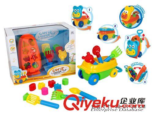 積木 供應(yīng)新款沙灘行李箱積木車 寶寶夏天沙灘玩具系列 兒童益智玩具