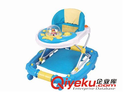 玩具學步車 供應嬰兒學步車 藍色旋轉燈光音樂學步車帶推手柄/腳墊布H032319