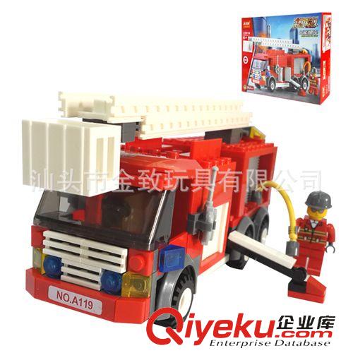 杰星品牌積木 zp杰星 益智積木 消防救援系列 拼裝積木玩 22014 云梯消防車原始圖片2
