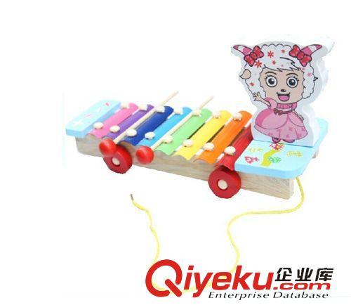 早教/音樂/智能玩具 兒童敲擊音樂玩具 美羊羊喜洋洋 手敲琴木質 拖車益智玩具原始圖片2