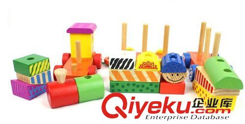 慣性/發條玩具 廠家直銷 木制形狀兒童智力益智玩具 早教玩具 三節印花小火車原始圖片3