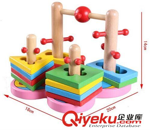 木丸子 旋轉套柱積木 運動的3D游戲  形狀認知 木制智慧盤 早教益智玩具原始圖片3