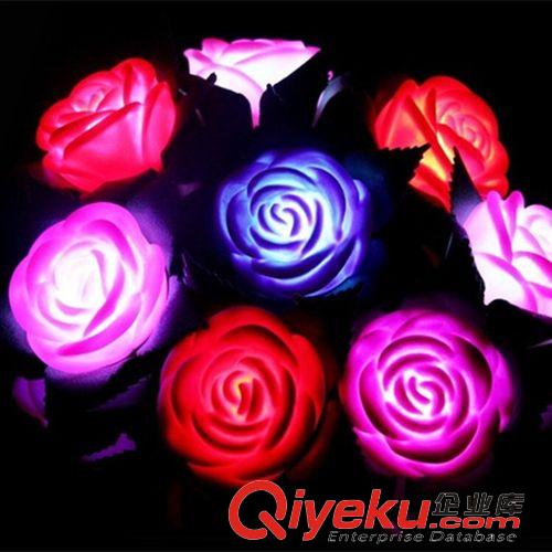 小夜燈 仿真發(fā)光玫瑰花 永不凋謝玫瑰花 七彩發(fā)光led 小夜燈廠家批發(fā)原始圖片3