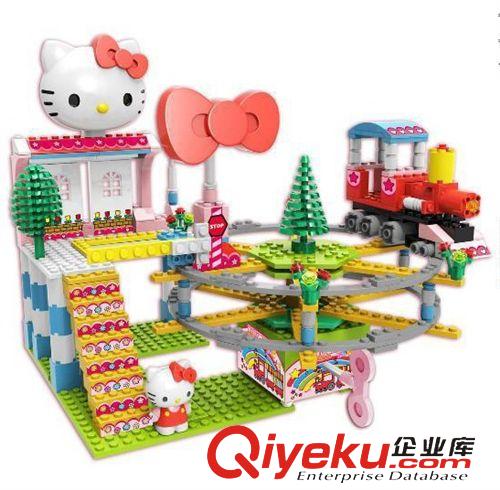 潮昇 潮昇動漫HELLO KITTY 動感火車 帶音樂盒可旋轉拼插積木 HKM002原始圖片2