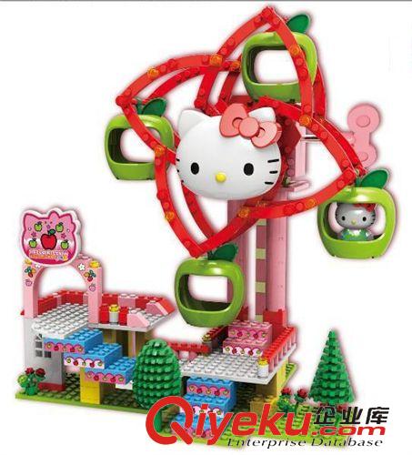 潮昇 潮昇HELLO KITTY 蘋果摩天輪 帶音樂盒可旋轉拼插積木 HKM003