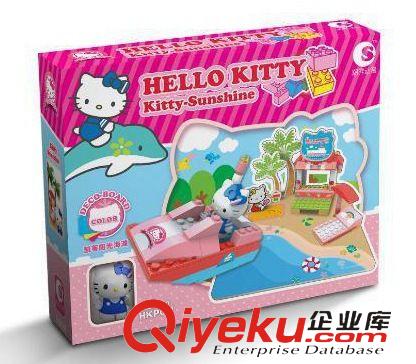 潮昇 潮昇動漫HELLO KITTY 歡樂火車 樂高式帶場景拼插積木 HKP002