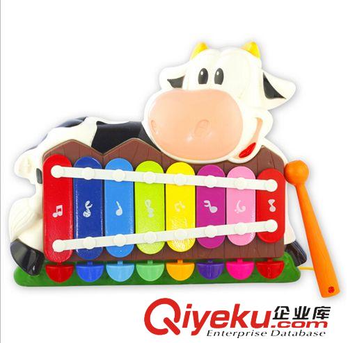 兒童樂器類 批發(fā)tj 可愛奶牛造型敲琴 益智幼兒童手敲琴 嬰兒寶寶音樂玩具原始圖片3