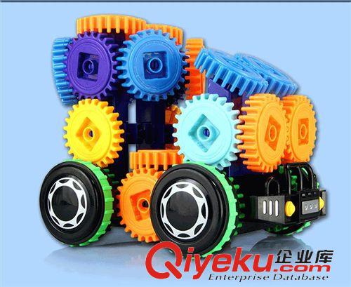 遙控、電動玩具 蓬越兒童積木益智玩具塑料電動積木 大齒輪遙控車 玩具車tj批發(fā)原始圖片2