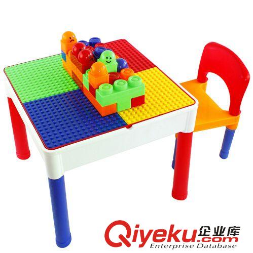 學習桌椅 批發tj創意多功能兒童學習桌 積木寶寶玩具桌 配椅子積木811-9M原始圖片2