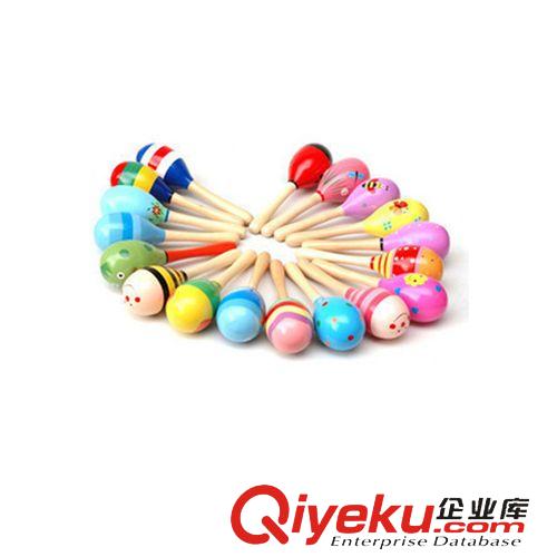 外貿(mào)產(chǎn)品 彩色幼兒聲樂樂器木制沙錘  創(chuàng)意玩具小號(hào)搖鈴 隨機(jī)發(fā)貨 SX43048
