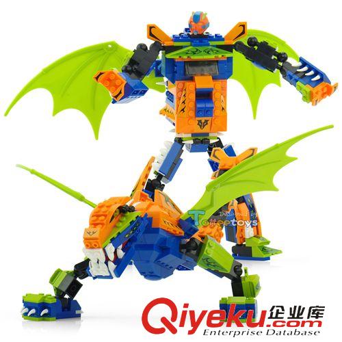 巧樂童小顆粒積木 巧樂童 四尊元帝小顆粒益智拼裝塑料積木玩具6歲男變形金剛四合一