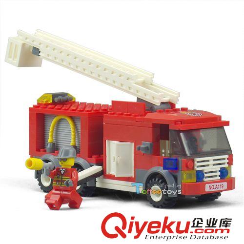杰星小顆粒積木 杰星云梯消防車積木 6歲邦寶小魯班式益智組裝拼裝塑料玩具22014原始圖片2