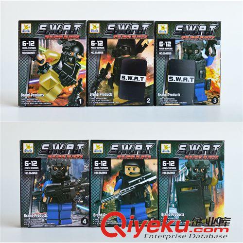 益智拼裝玩具 兒童益智拼裝積木 防暴tj系列 SM353 一套6只 S.W.A.T軍事人仔原始圖片2