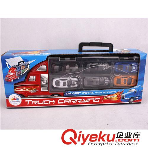 熱銷產(chǎn)品 zp手提汽車模型玩具車益智玩具貨柜車帶12只合金車
