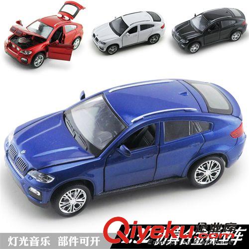 車模型 模型玩具 寶馬X6回力合金車模型 四開門3音效帶2燈光地?cái)偺詫殶徜N原始圖片2