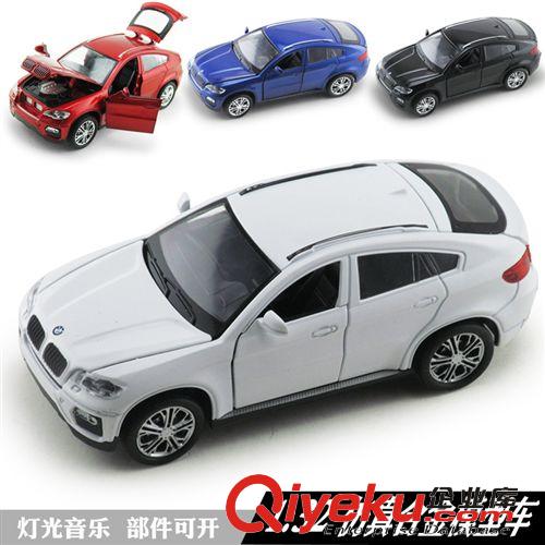 車模型 模型玩具 寶馬X6回力合金車模型 四開門3音效帶2燈光地?cái)偺詫殶徜N原始圖片3