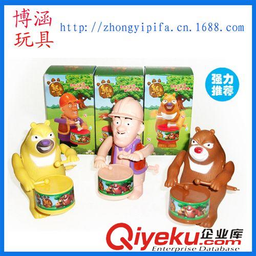 熱銷新奇特 上鏈打鼓熊出沒 上鏈光頭強(qiáng) 熊大熊二 發(fā)條玩具 地?cái)偀豳u玩具原始圖片2