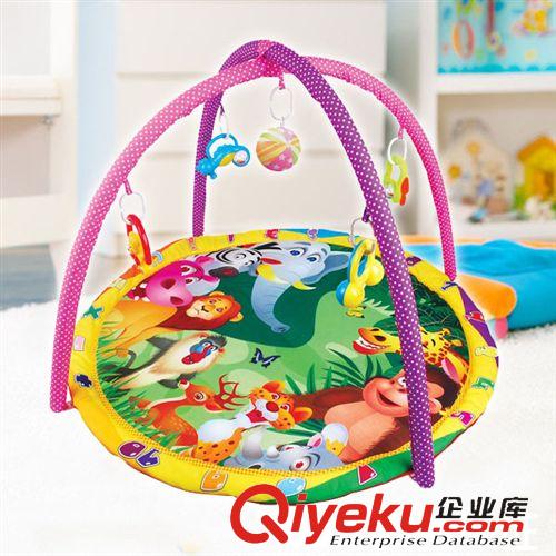 嬰兒玩具 嬰兒玩具健身毯游戲毯布制寶寶爬行墊玩具墊 帶支架帶5只搖鈴814原始圖片2