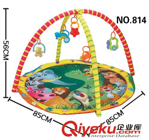 嬰兒玩具 嬰兒玩具健身毯游戲毯布制寶寶爬行墊玩具墊 帶支架帶5只搖鈴814原始圖片3