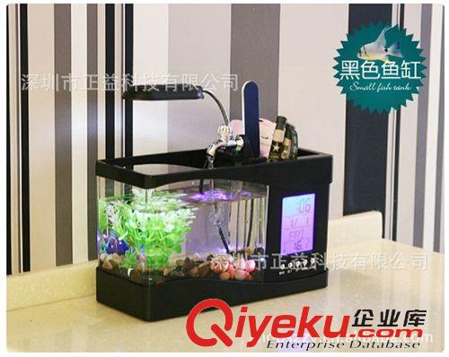 創(chuàng)意數(shù)碼禮品 辦公桌電腦臺USB水族箱萬年歷電子鐘