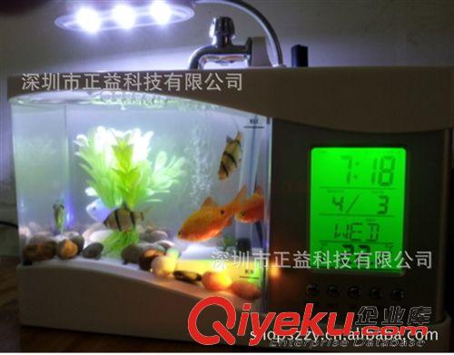 創意數碼禮品 辦公桌電腦臺USB水族箱萬年歷電子鐘原始圖片3