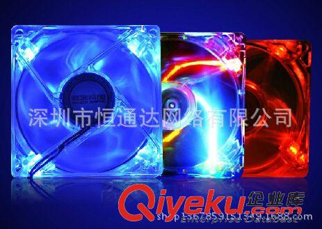 臺式機電腦配件 機箱 透明 風扇 主板 3P接口 8CM 8厘米 四色LED燈 靜音原始圖片2