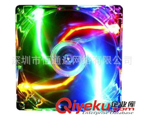 臺式機電腦配件 機箱 透明 風扇 主板 3P接口 8CM 8厘米 四色LED燈 靜音原始圖片3