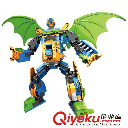 益智積木 益智拼裝積木 巧樂童2合1大號  積變戰(zhàn)隊飛 龍王變形機(jī)器人05原始圖片2