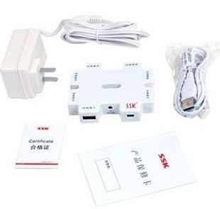 移動(dòng)存儲(chǔ) SSK/飚王積木七口集線器 分線器7口USB2.0 HUB SHU011帶電源 zp