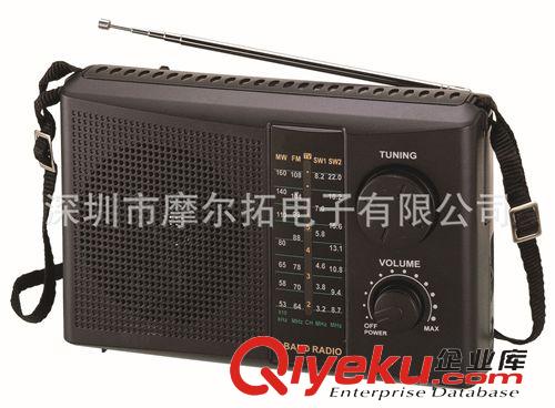 收音機 FM/MW/T-V/SW1/SW2 5波段收音機，可充電電池插卡功能