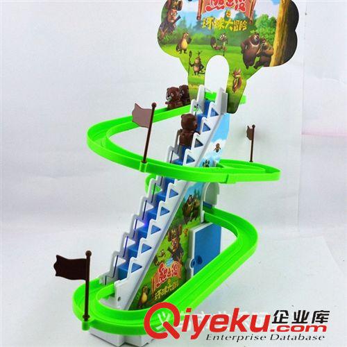電動玩具 2013年龍年新產(chǎn)品 軌道玩具 電動階梯軌道 滑滑梯熊玩具