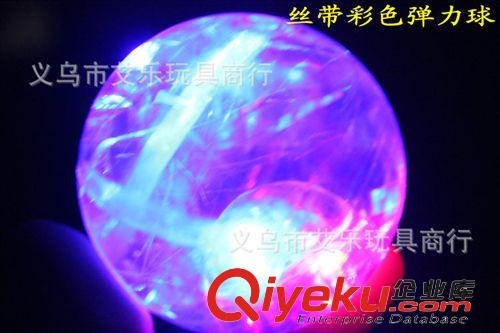 發光玩具 廠價直銷 新款 透明水晶彈力球 寬絲帶跳跳球 6.5cm 兒童{za}夜市原始圖片2
