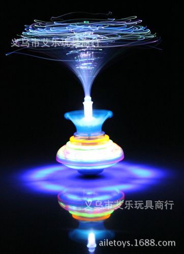 體育休閑玩具 2014新品地攤熱銷 UFO閃光音樂光纖hg陀螺 兒童發光玩具陀螺原始圖片2