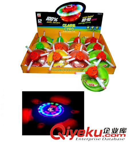 陀螺 啊雷特手壓陀螺5燈光+音樂12只/盒 地?cái)偨?jīng)典七彩陀螺