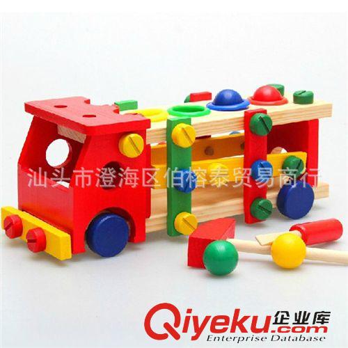 木質(zhì)玩具 廠家直銷 兒童益智木制 螺母拆裝玩具 蒙氏教具螺絲車 敲球車模型原始圖片2