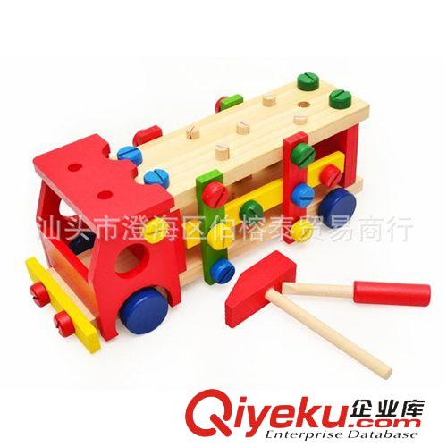 木質(zhì)玩具 廠家直銷 兒童益智木制 螺母拆裝玩具 蒙氏教具螺絲車 敲球車模型原始圖片3