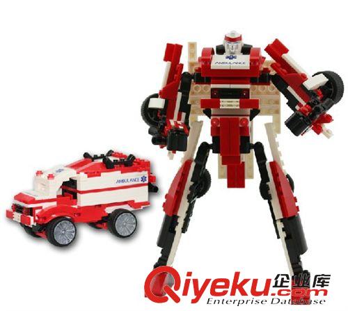 益智積木 叻高 2合一變形機器人益智拼裝積木大黃蜂 可拼車子男孩玩具412片